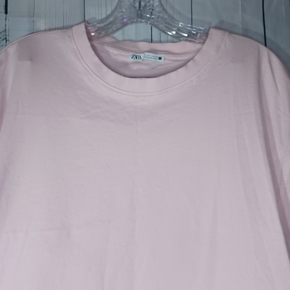Zara soft pale Pink Boxy Relaxed T-shirt with Short Sleeves - Picture 3 of 12